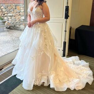 Elegant White Floral Wedding Gown